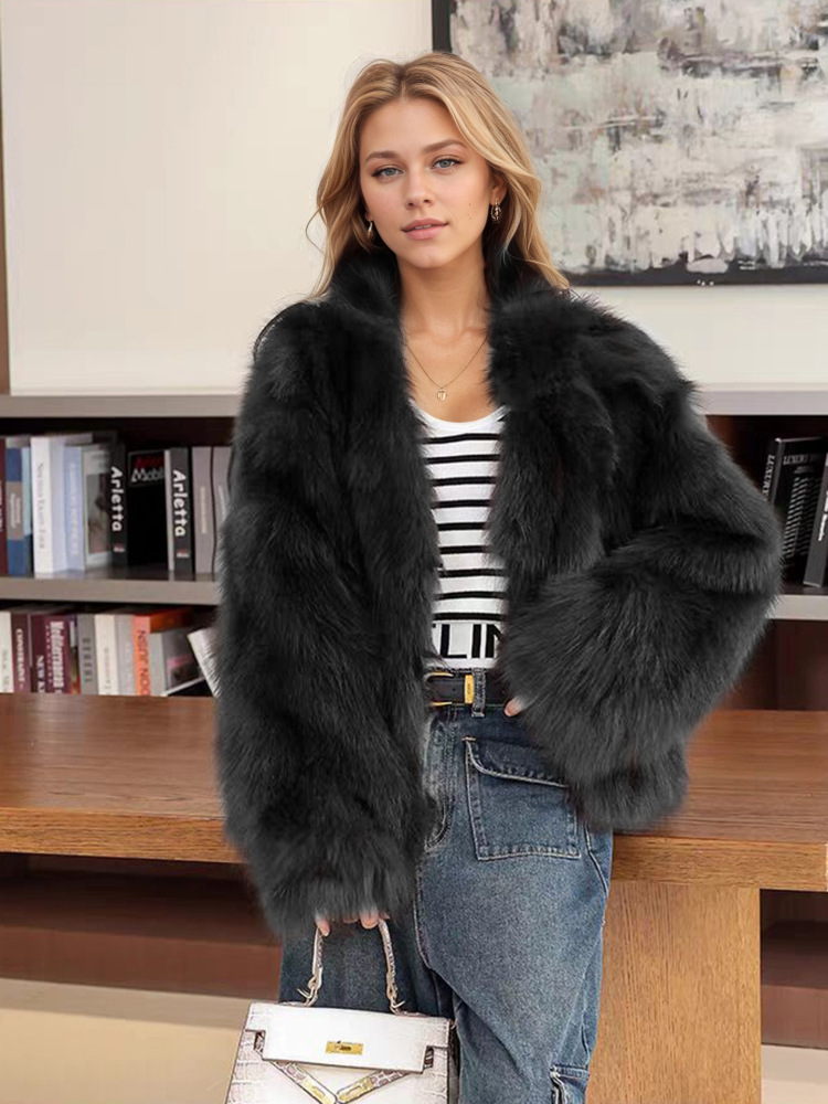 Fur coat for women with fox fur trim new fashion warm coat high quality fur material