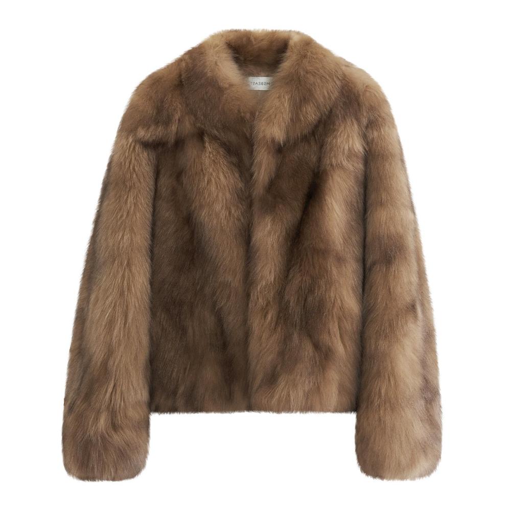 Imported Blue Fox Cinnamon Blending Cream for Hair Coloring V-neck short fur coat made of fox fur and fur leather Women's style.