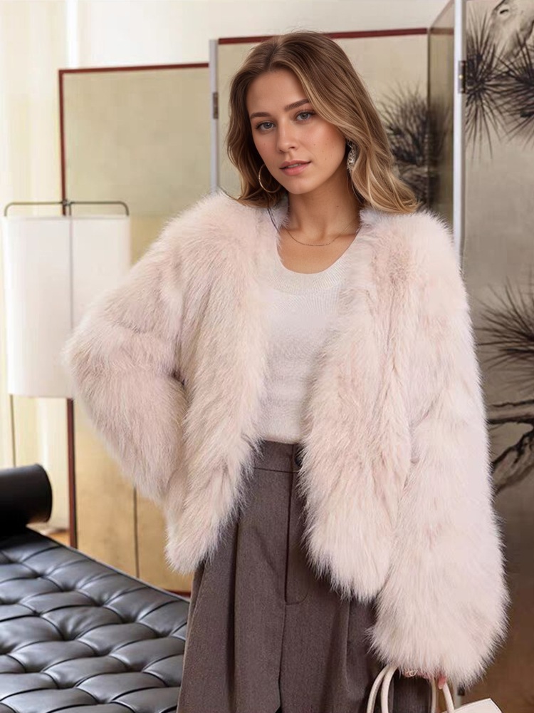 Fur coat for women with fox fur trim new fashion warm coat high quality fur material