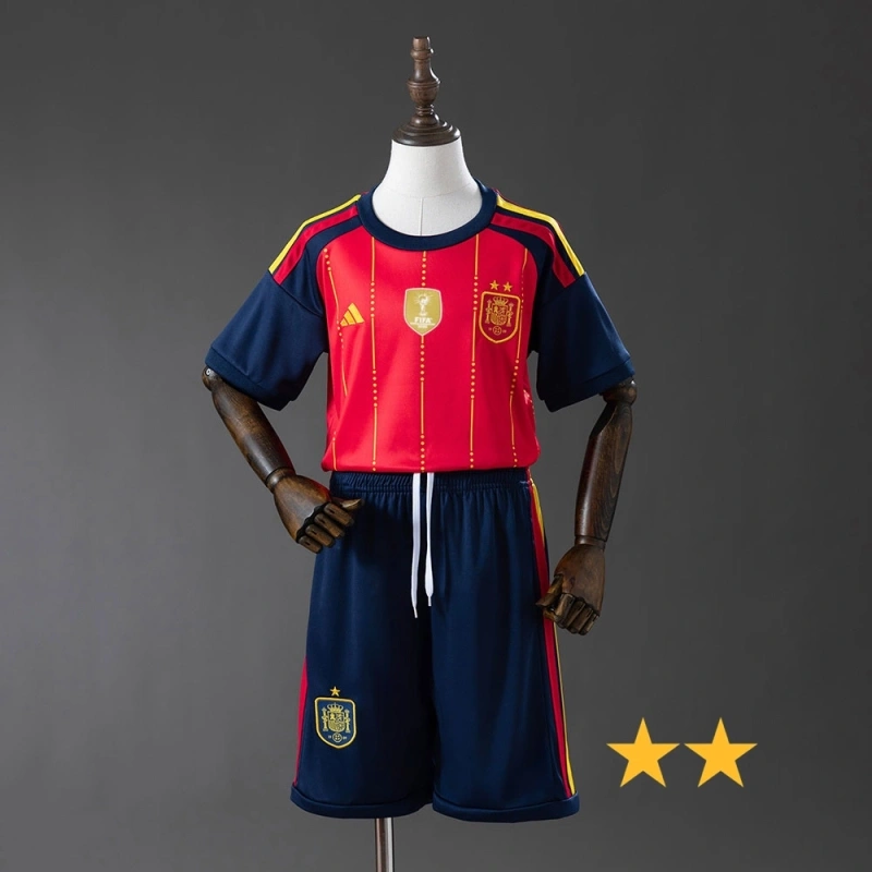 2026 Spain World Cup Home Men And Kids Kit 2 Stars