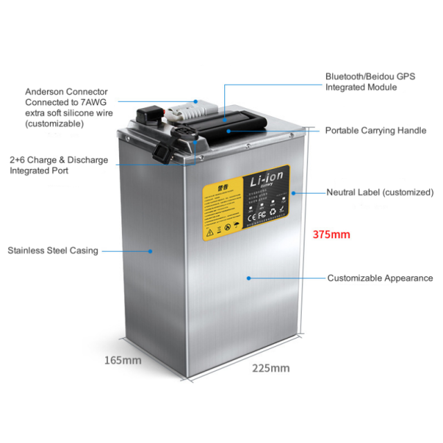 60V 60Ah 70Ah 80Ah Lithium Ion Battery for Two-Wheel and Three-Wheel Electric Vehicles
