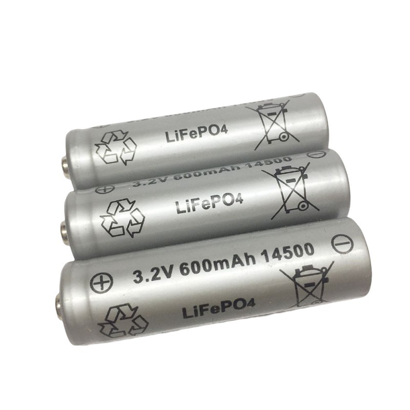 3.2V 14500 LiFePO4 600mAh with button top for solar lawn lighting
