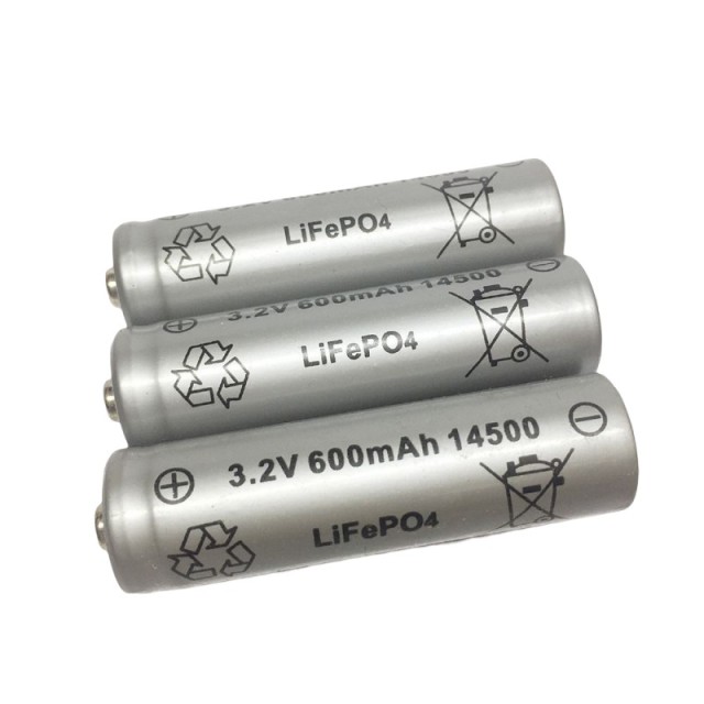3.2V 14500 LiFePO4 600mAh with button top for solar lawn lighting