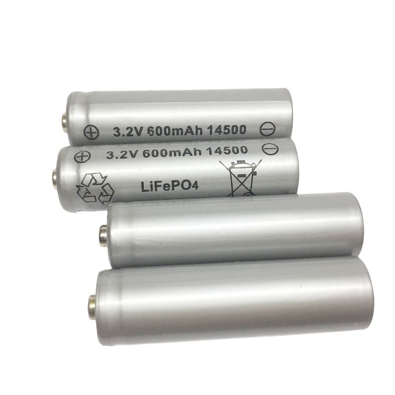 3.2V 14500 LiFePO4 600mAh with button top for solar lawn lighting