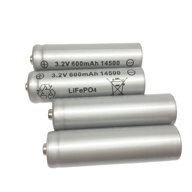 3.2V 14500 LiFePO4 600mAh with button top for solar lawn lighting