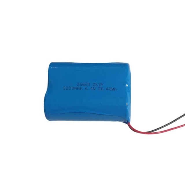 6.4V 3200mAh 2S1P 26650 LiFePO4 battery pack with PCM