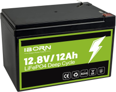 Deep cycle 12.8V 12Ah LiFePo4 battery lithium