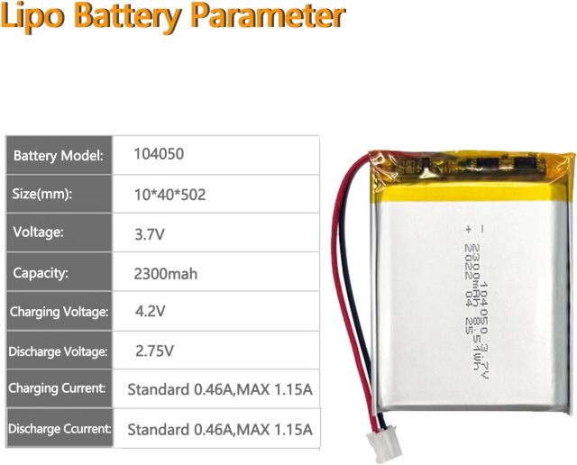 Lithium Polymer Battery 104050 3.7V 2300mAh for Electronic Toys ,Drones,Beauty Instrument Battery Accessory