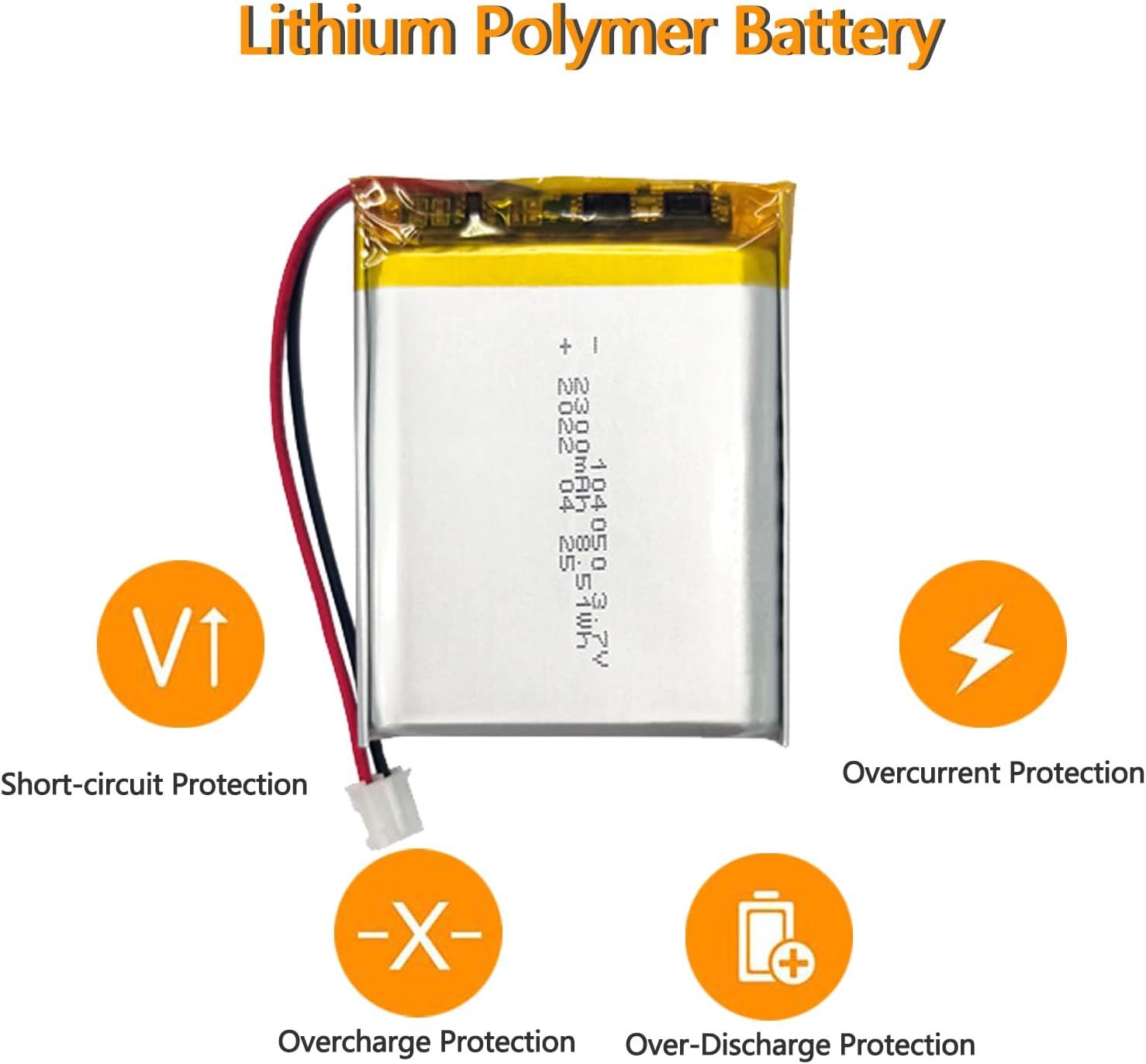 Lithium Polymer Battery 104050 3.7V 2300mAh for Electronic Toys ,Drones,Beauty Instrument Battery Accessory