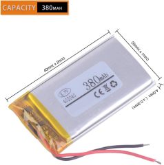 Lithium Polymer 402040 380mAh Battery For Bluetooth Devices, GPS, or Small Toys