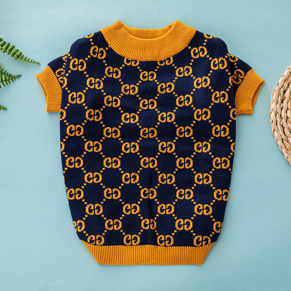 Black and Yellow GG Pattern Knitted Pet Apparel