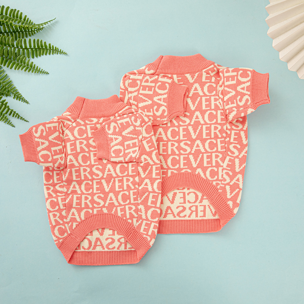 Pet Sweater - VE Pink Knitted Pet Clothing (Short Sleeve & Jumpsuit Styles)