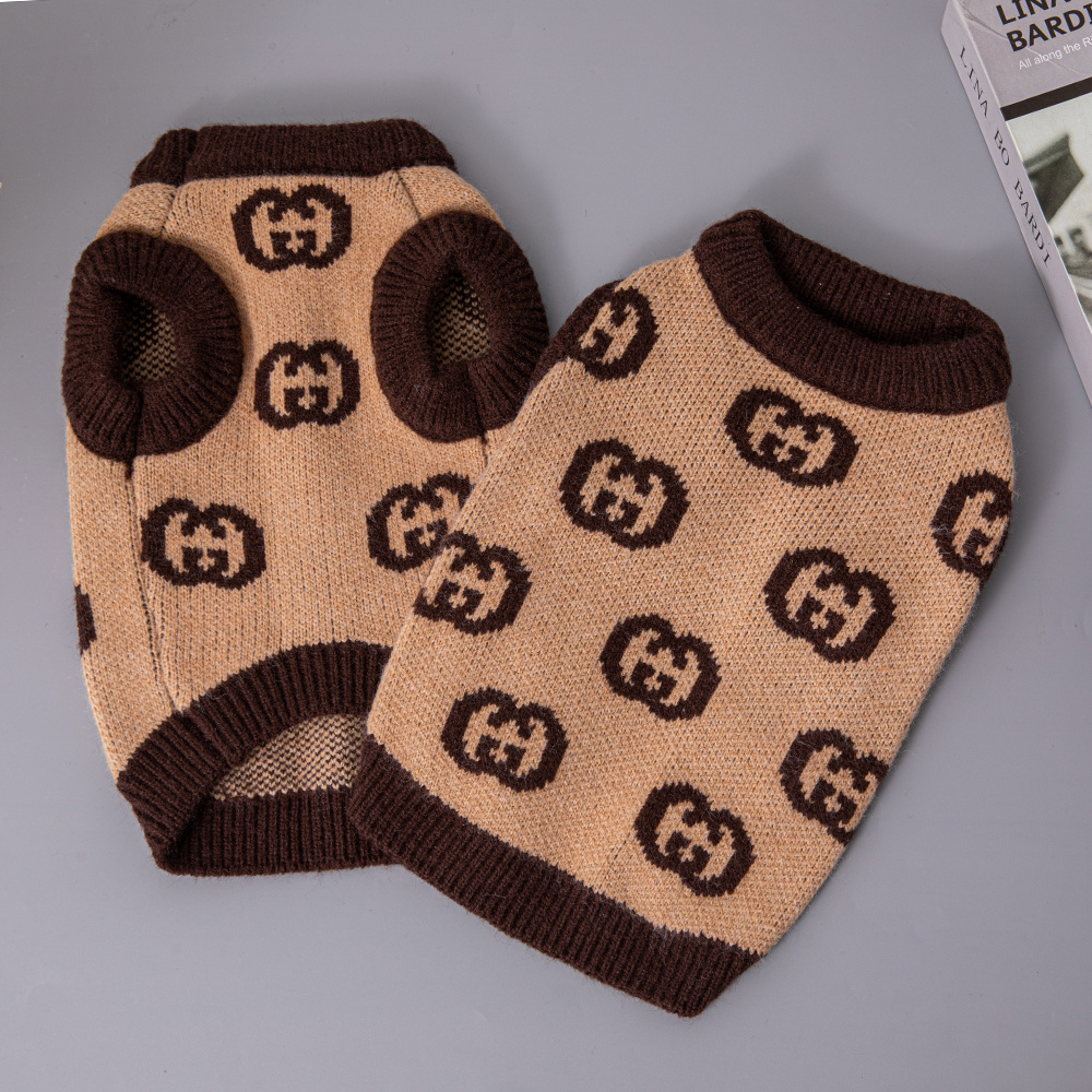 Luxury GG Pet Knitted Sweater - Stylish Winter Apparel for Dogs