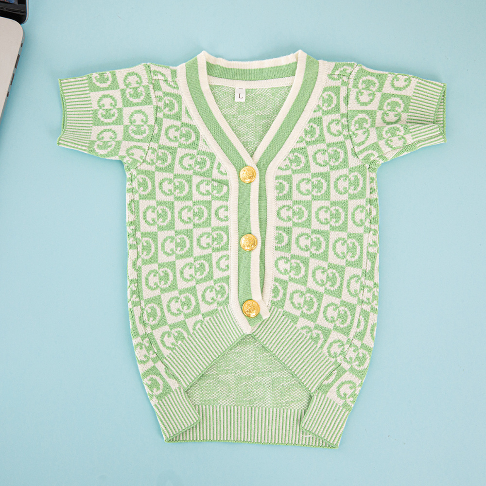 Mint Green GG Checkered Pet Cardigan