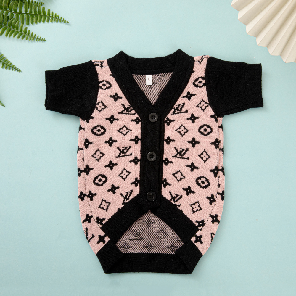 Luxury Fashion Pup Pink Monogram VV Knit Dog Cardigan