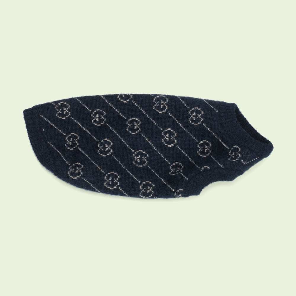Black Brand-Patterned Knitted Pet Sweater with Classic GG Design