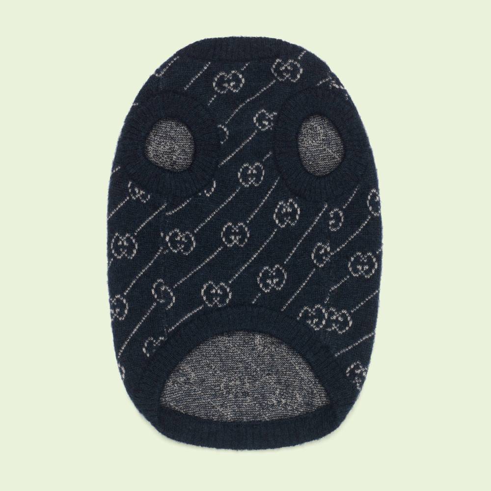 Black Brand-Patterned Knitted Pet Sweater with Classic GG Design