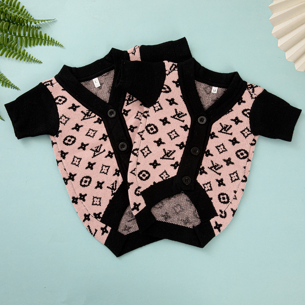 Luxury Fashion Pup Pink Monogram VV Knit Dog Cardigan