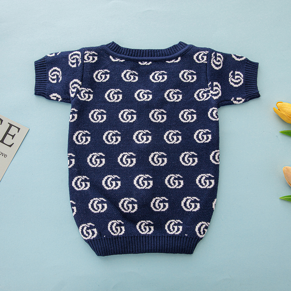 Navy Blue "GG" Pattern Knitted Pet Apparel for Dogs