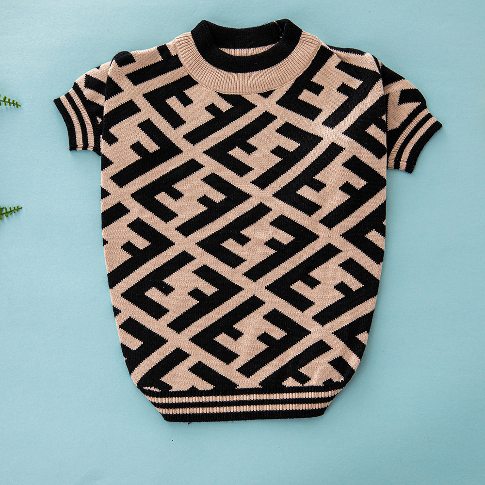 Beige and Black "FF" Pattern Knitted Pet Apparel