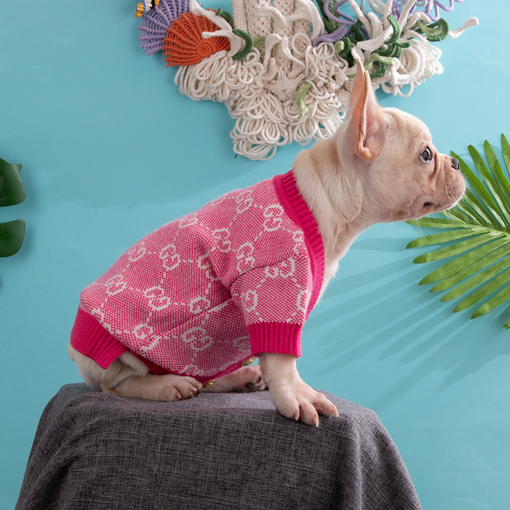 Multi-Color Brand-Patterned Fashionable GG Sweaters for Small Dogs