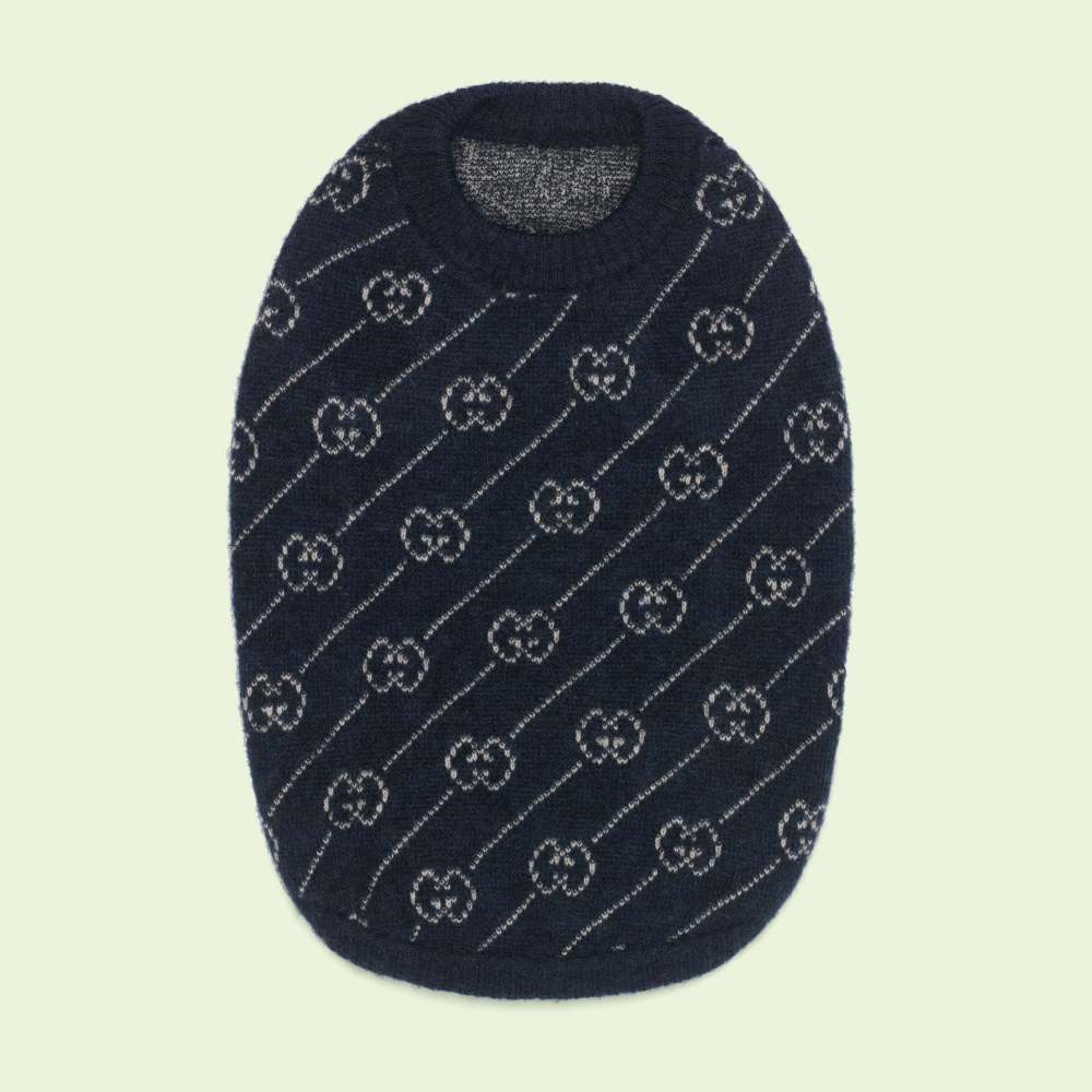 Black Brand-Patterned Knitted Pet Sweater with Classic GG Design