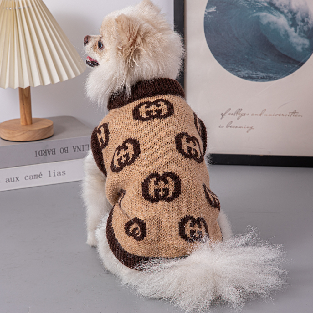 Luxury GG Pet Knitted Sweater - Stylish Winter Apparel for Dogs
