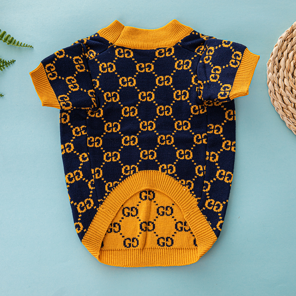 Black and Yellow GG Pattern Knitted Pet Apparel