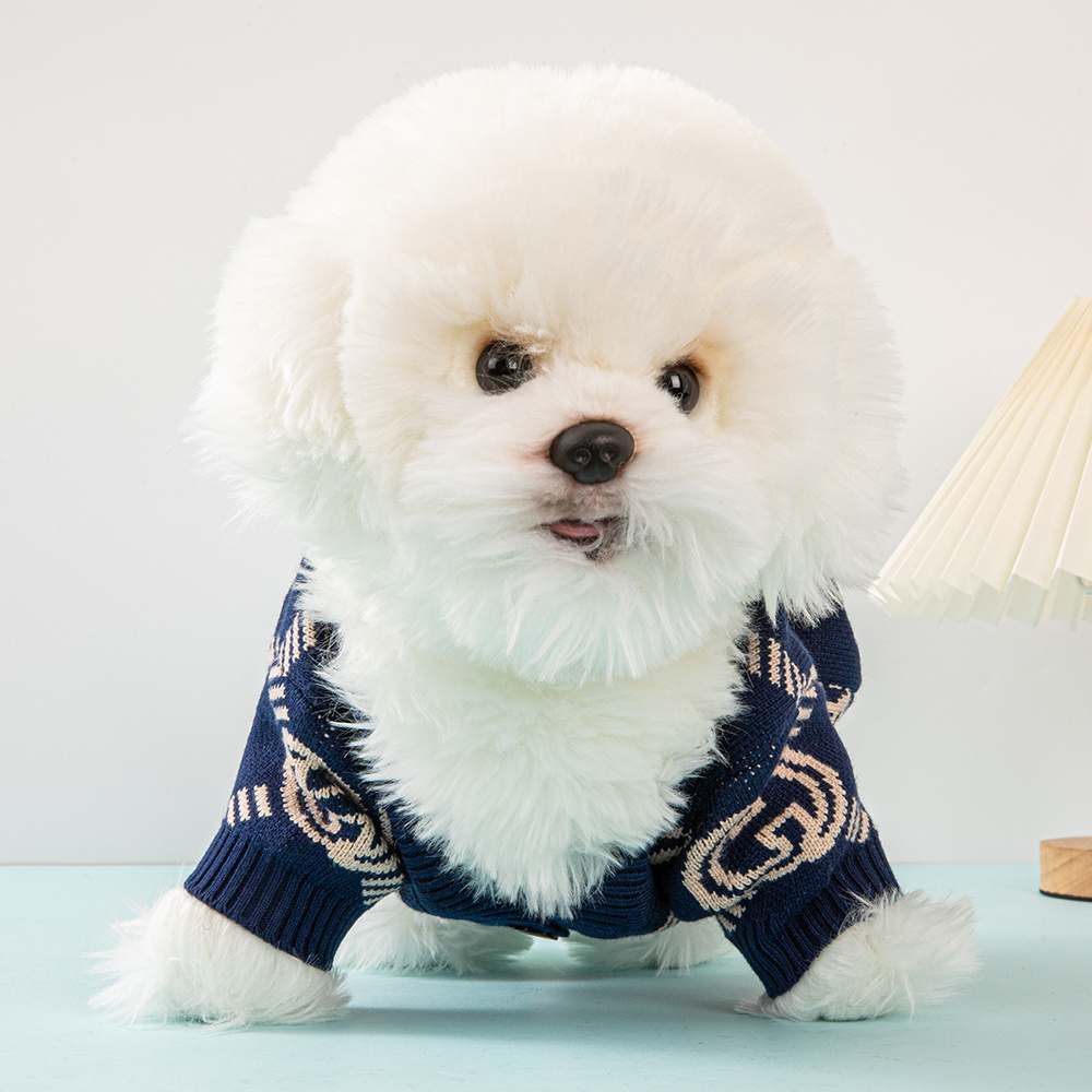 Luxury Puppy Navy GGcci Monogram Sweater
