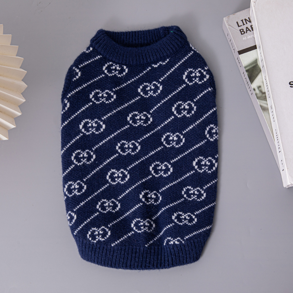 Chic Navy GG Knit Pet Sweater – Stylish Warmth for Small & Medium Dogs