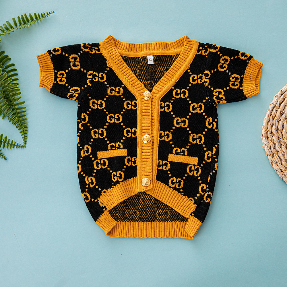 Luxury GG Pattern Pet Knitwear Set - Stylish Sweater and Cardigan for Pets