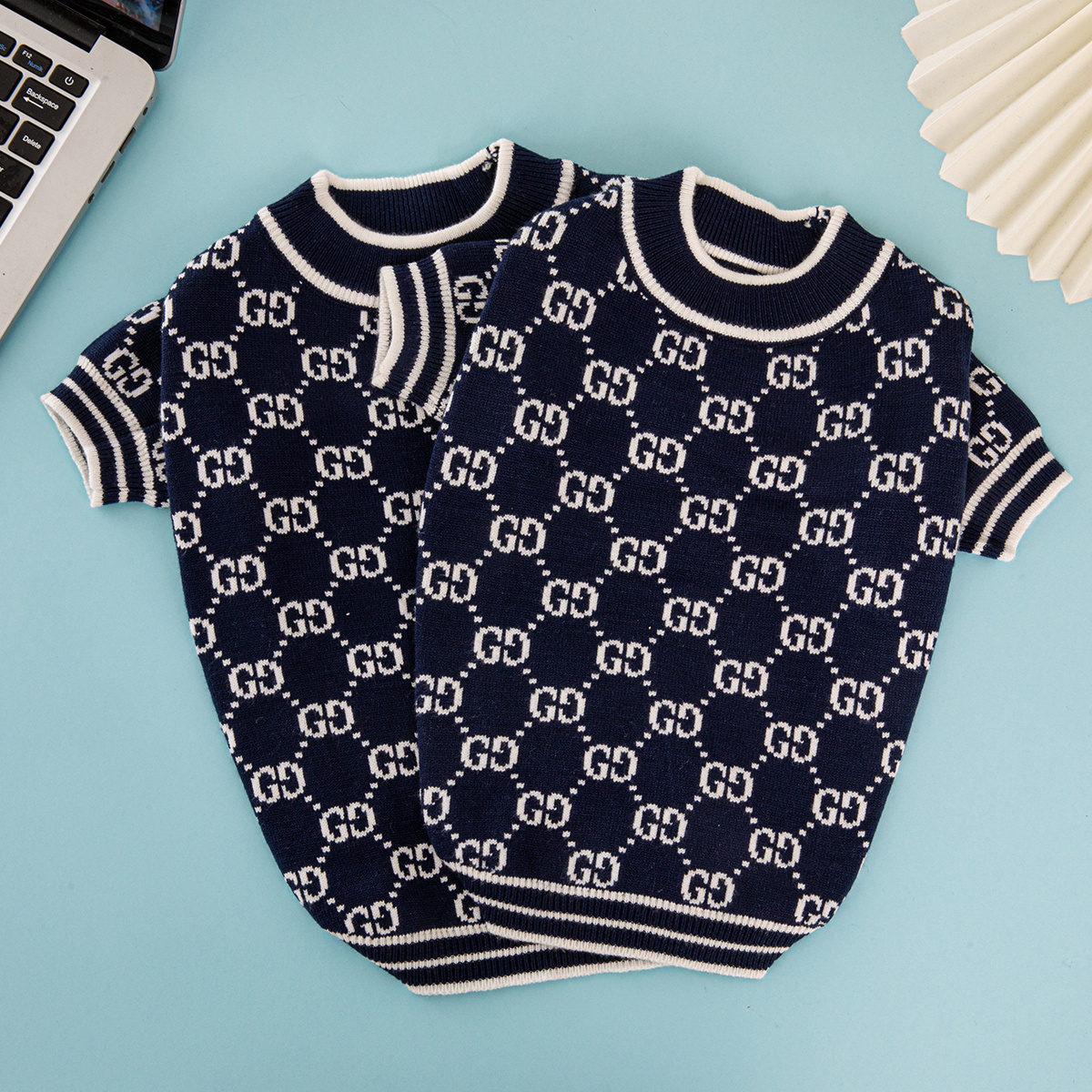 Dual-Pattern Pet Sweaters:GG Monogram & Bear-Embellished GG