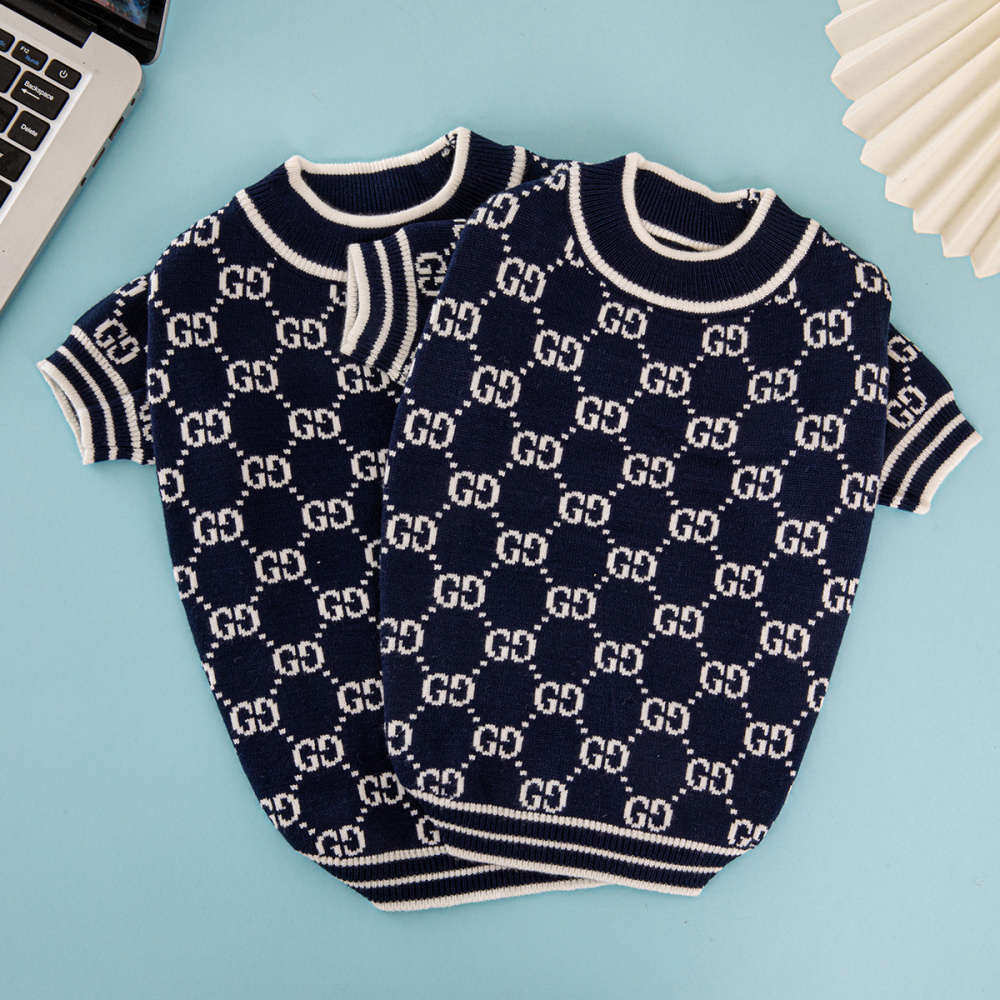 Dual-Pattern Pet Sweaters:GG Monogram & Bear-Embellished GG