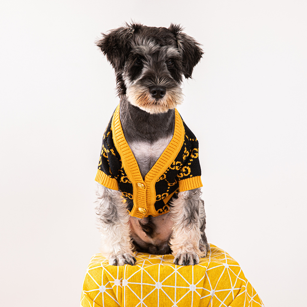 Luxury GG Pattern Pet Knitwear Set - Stylish Sweater and Cardigan for Pets