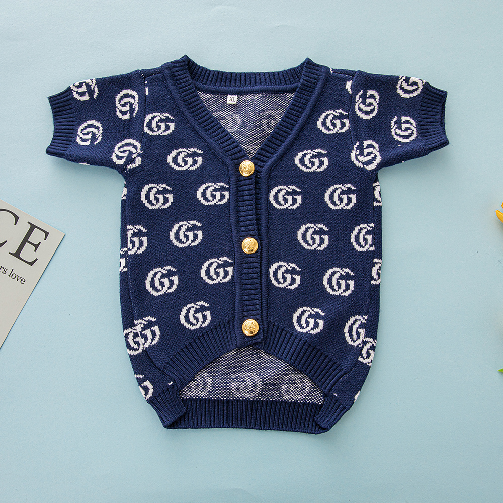 Navy Blue "GG" Pattern Knitted Pet Apparel for Dogs