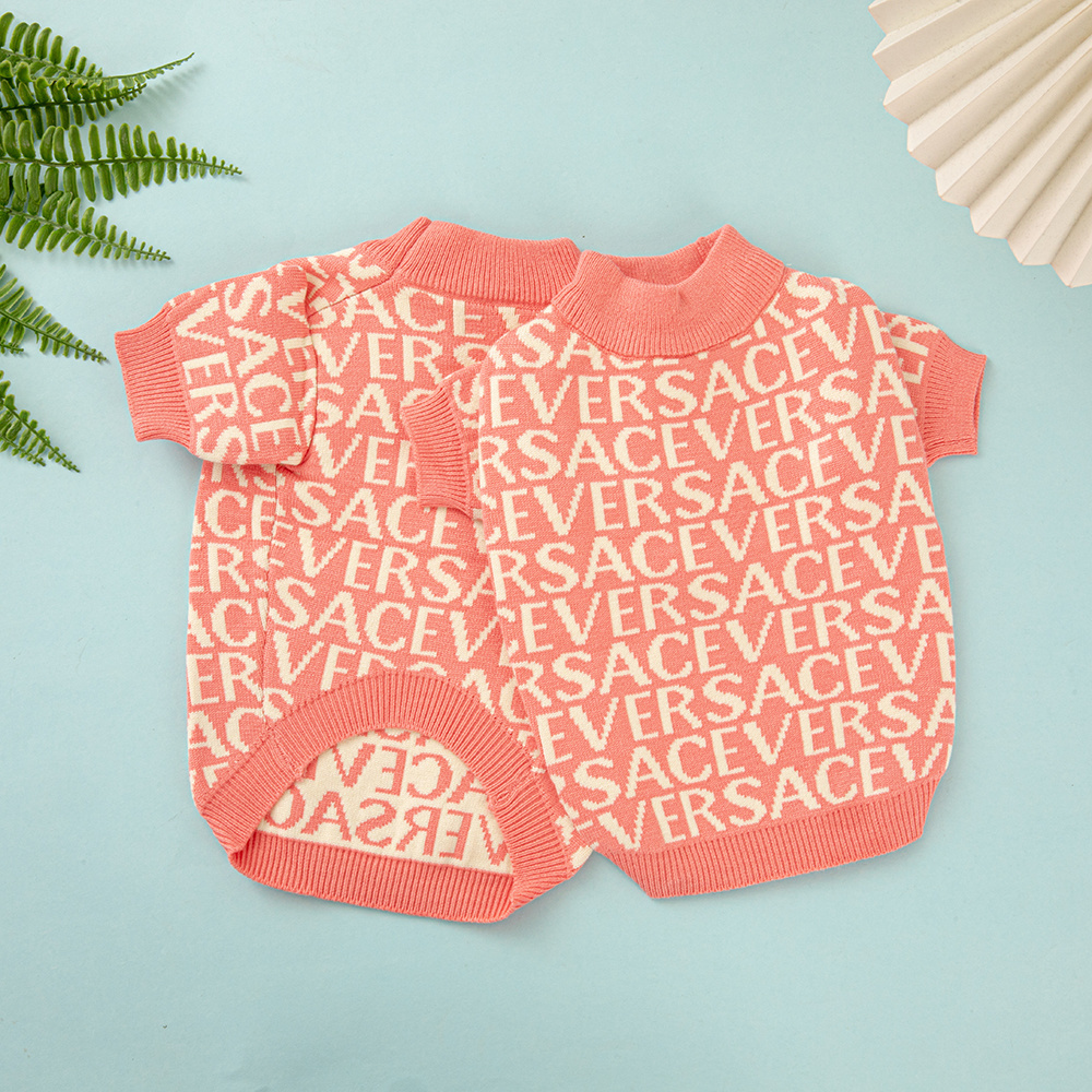 Pet Sweater - VE Pink Knitted Pet Clothing (Short Sleeve & Jumpsuit Styles)
