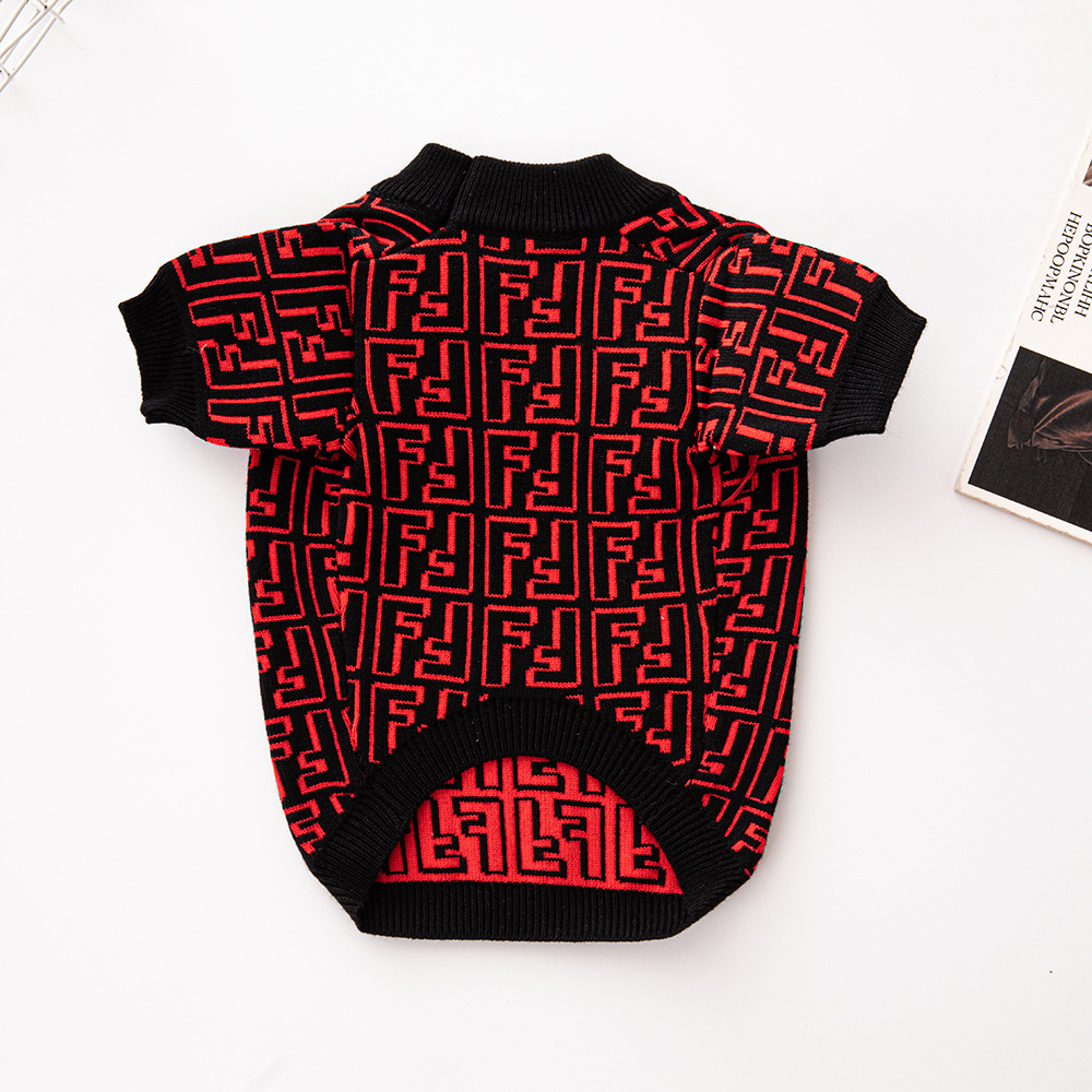 Ffndi-Inspired Monogram Black Pet Sweater (Red & Black/Black & White)