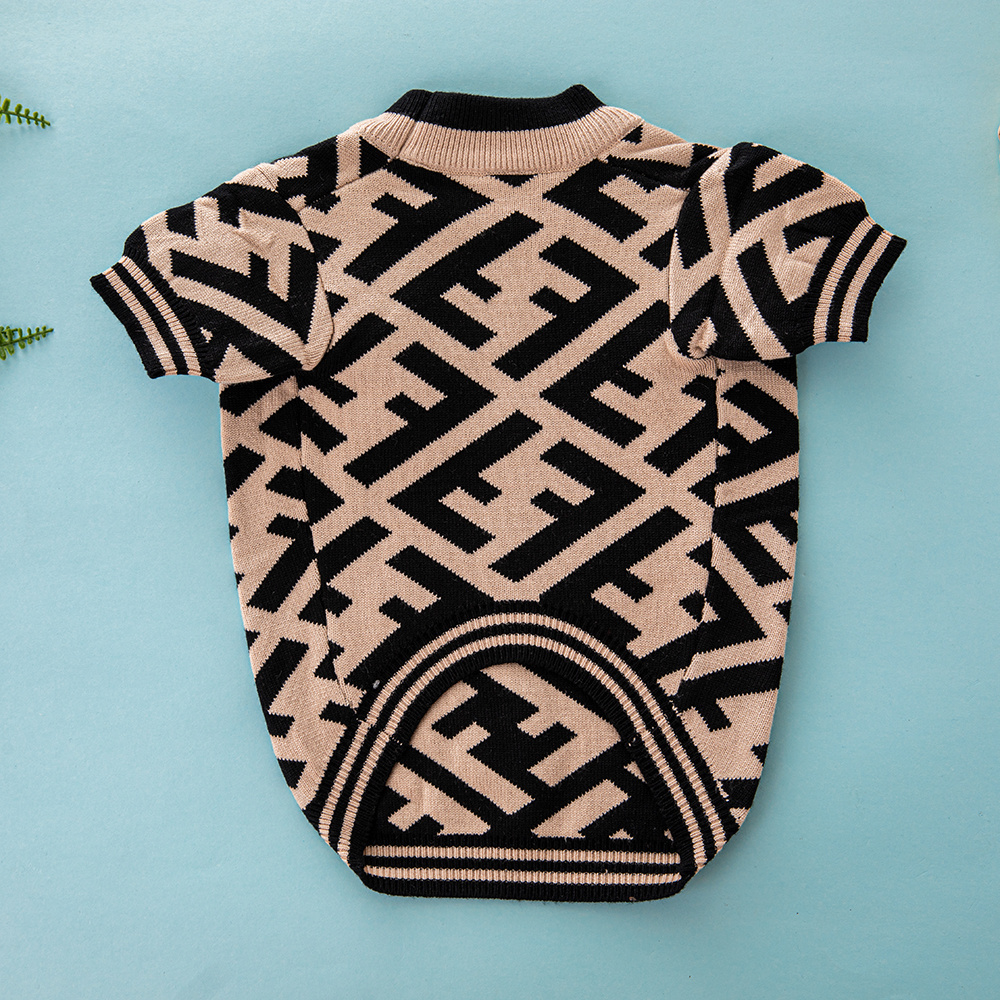 Beige and Black "FF" Pattern Knitted Pet Apparel