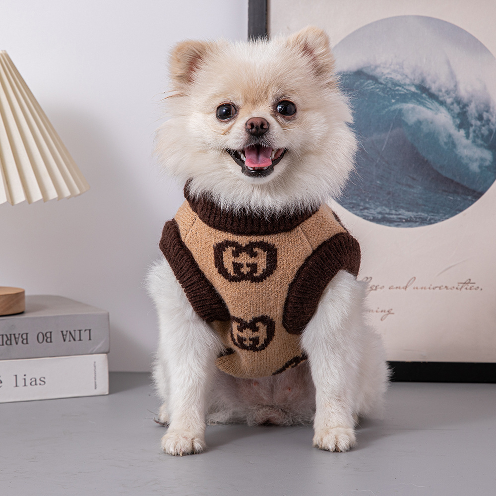 Luxury GG Pet Knitted Sweater - Stylish Winter Apparel for Dogs