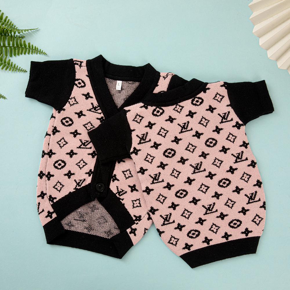 Luxury Fashion Pup Pink Monogram VV Knit Dog Cardigan