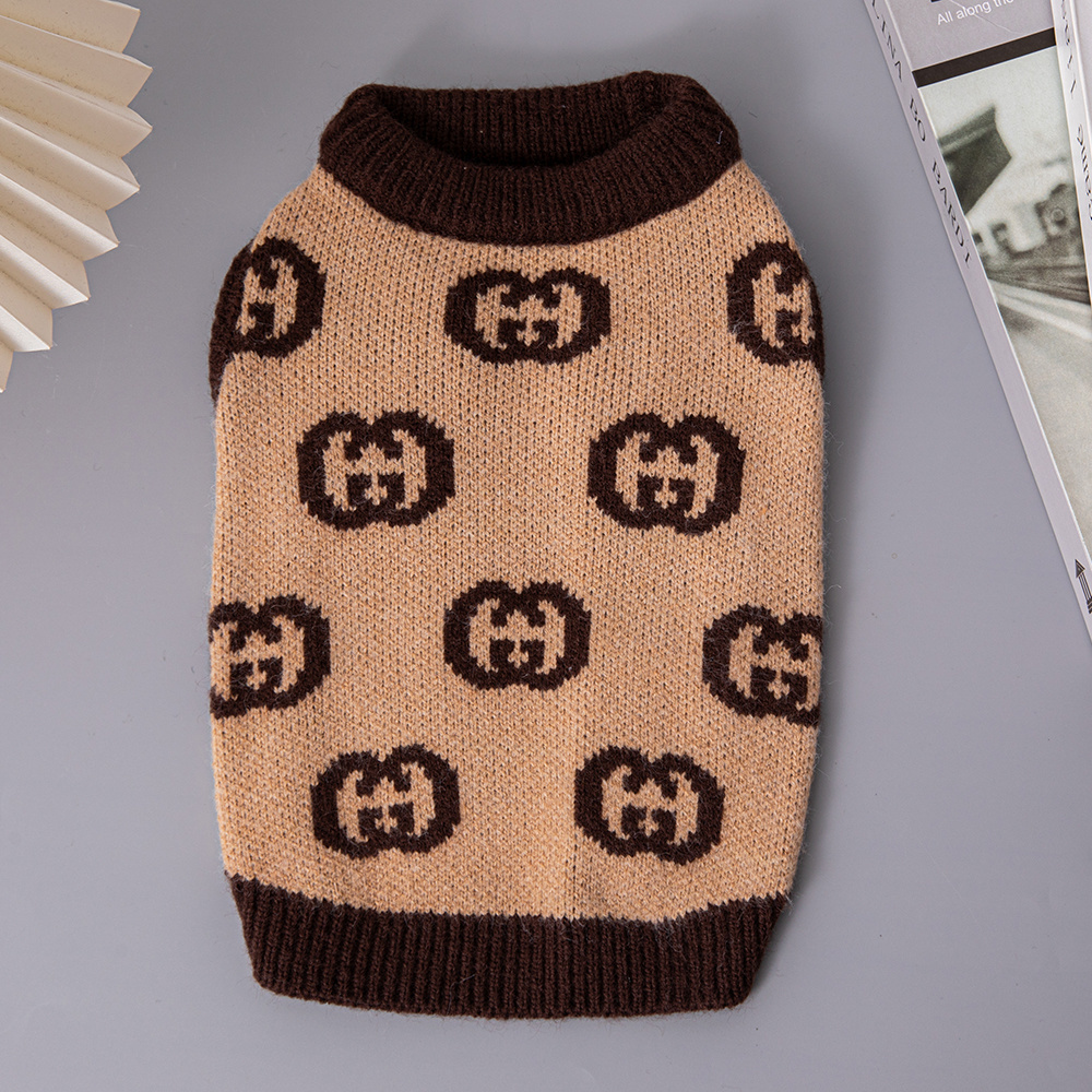 Luxury GG Pet Knitted Sweater - Stylish Winter Apparel for Dogs