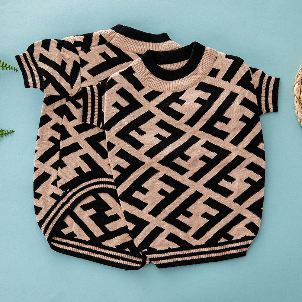 Beige and Black "FF" Pattern Knitted Pet Apparel