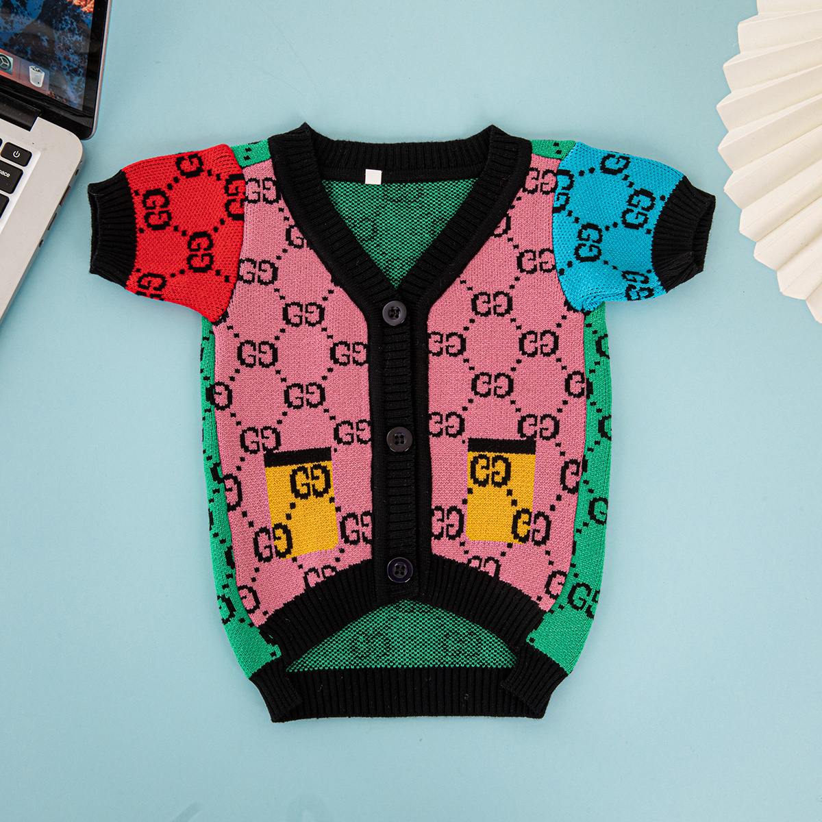 Fashion-Forward Pet Cardigans: GG Monogram & Color-Block GG