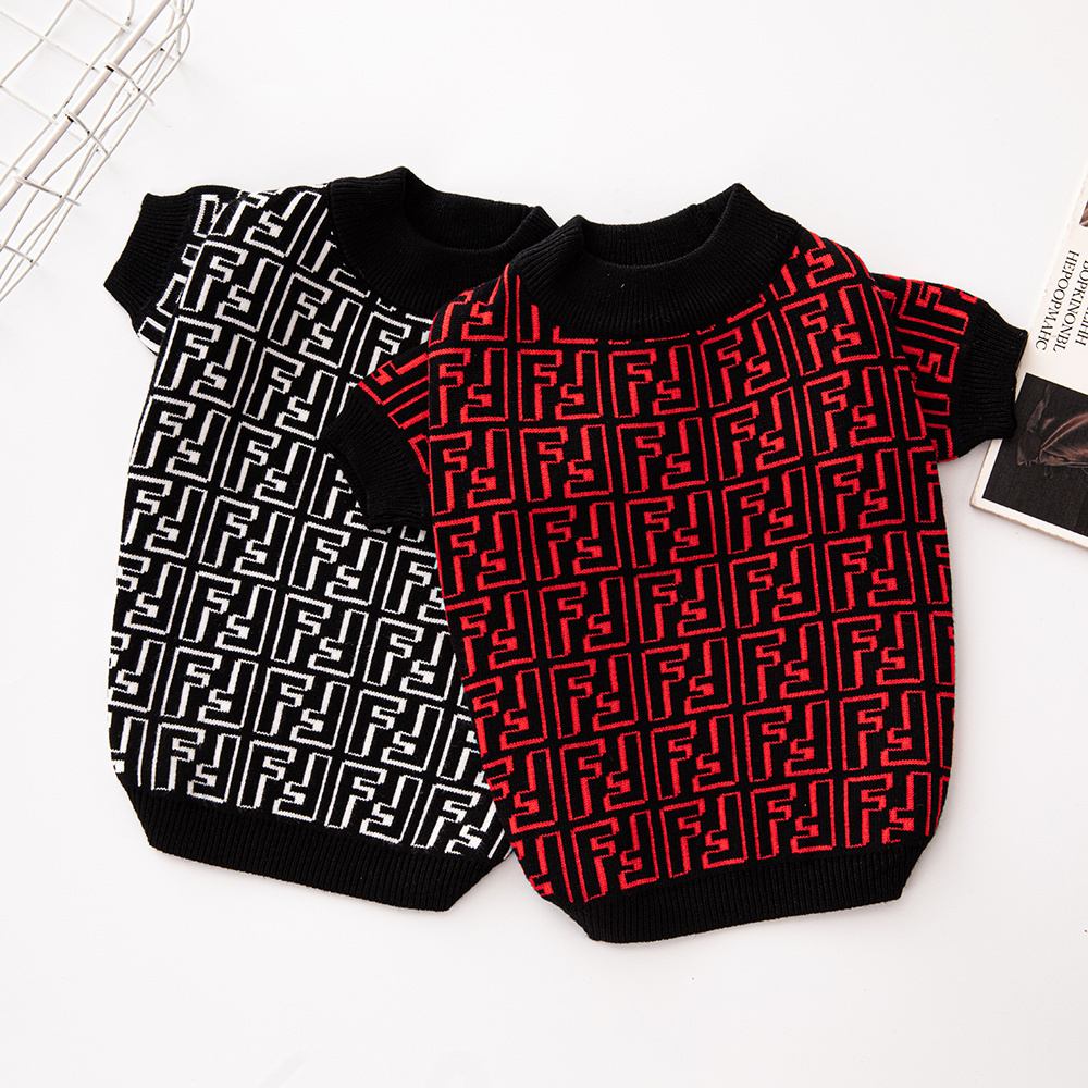Ffndi-Inspired Monogram Black Pet Sweater (Red & Black/Black & White)