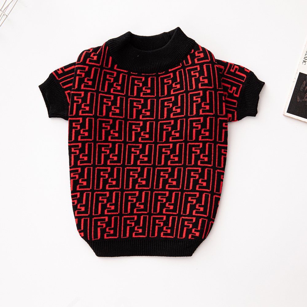 Ffndi-Inspired Monogram Black Pet Sweater (Red & Black/Black & White)