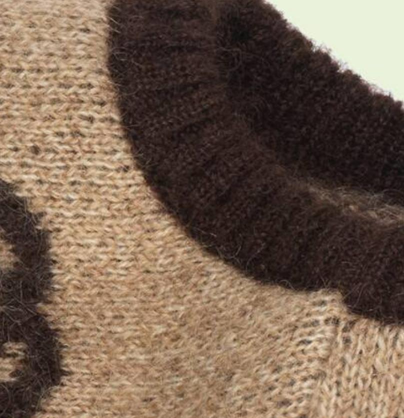 Beige-Brown Brand-Patterned Knitted Pet Sweater with Classic Double-G Design