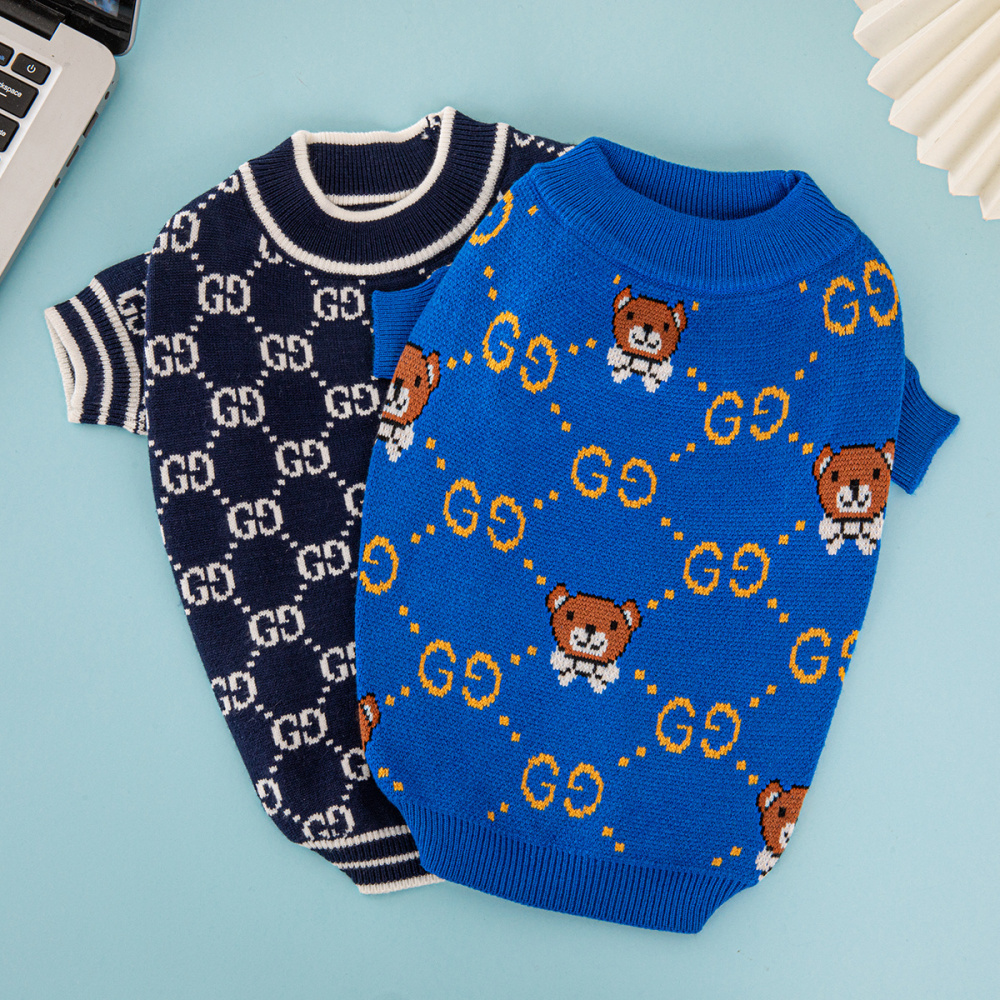 Dual-Pattern Pet Sweaters:GG Monogram & Bear-Embellished GG