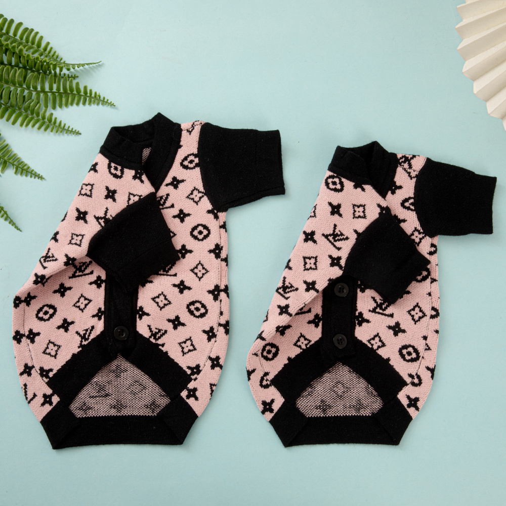 Luxury Fashion Pup Pink Monogram VV Knit Dog Cardigan