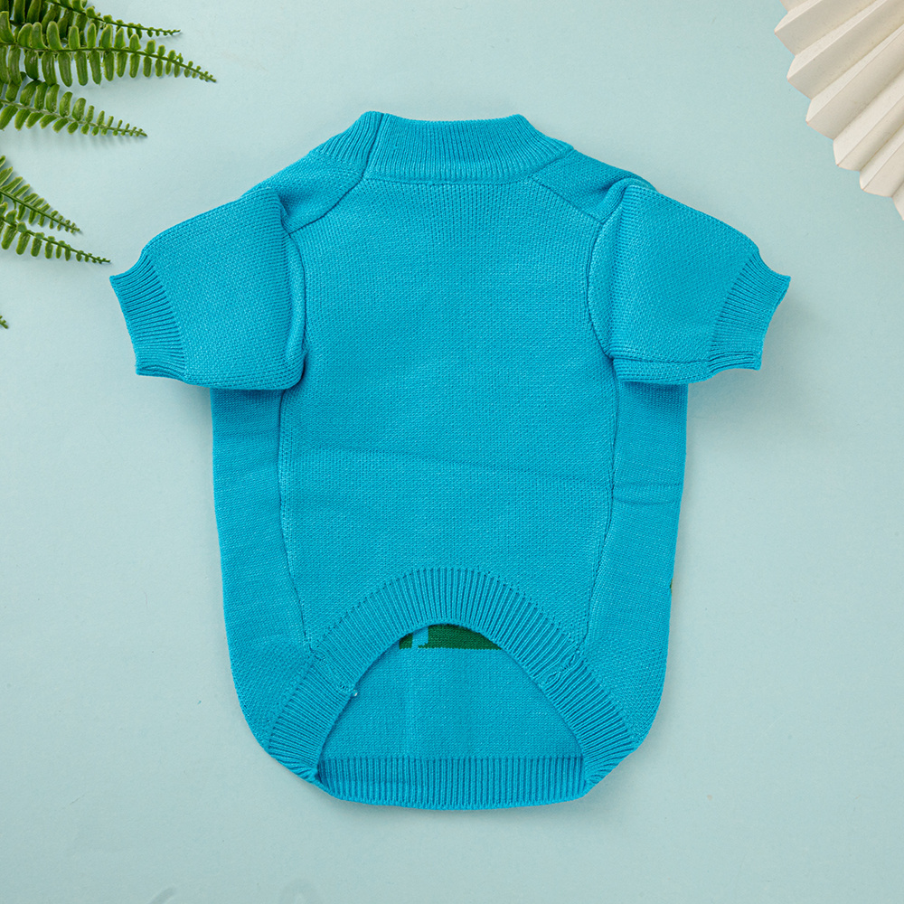 Ggcci-Inspired Beverly Hills Cherry Blue Pet Sweater