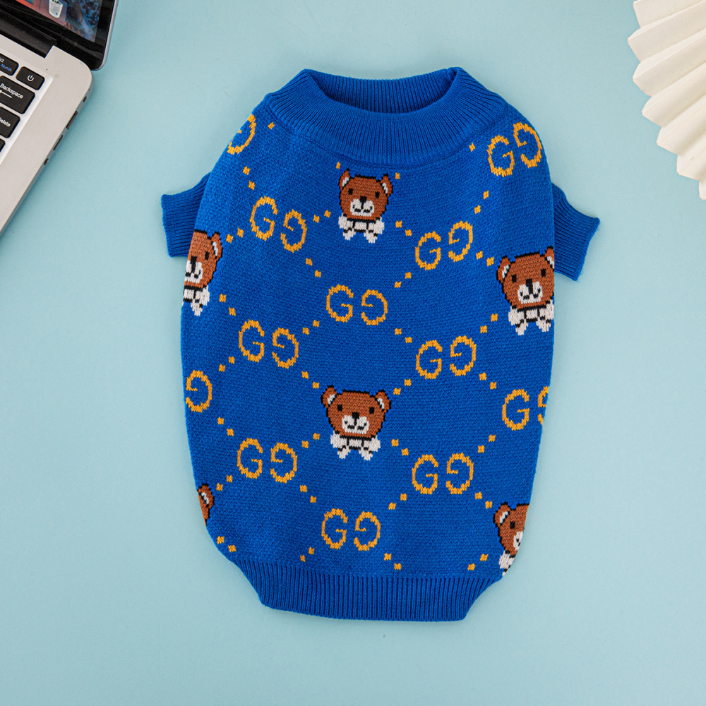 Dual-Pattern Pet Sweaters:GG Monogram & Bear-Embellished GG